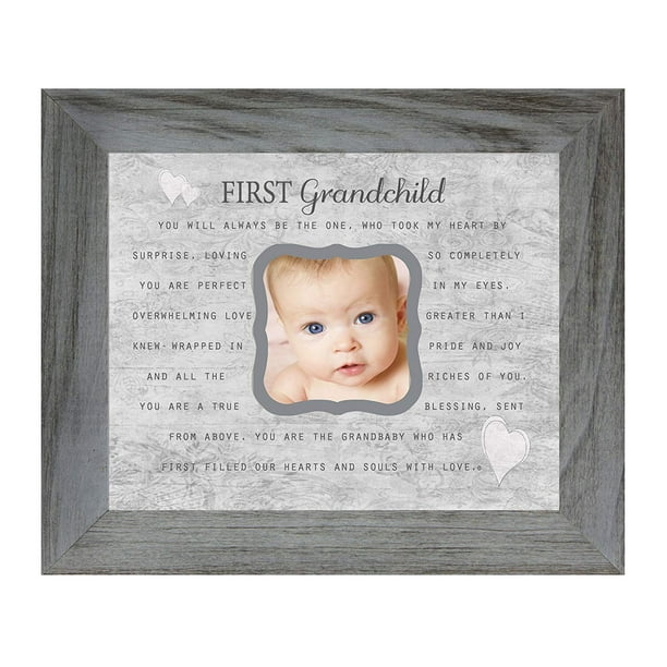 Holds 3 Photo Grandbaby Poem 8 x 10 Inch Distressed Gray Picture Frame 